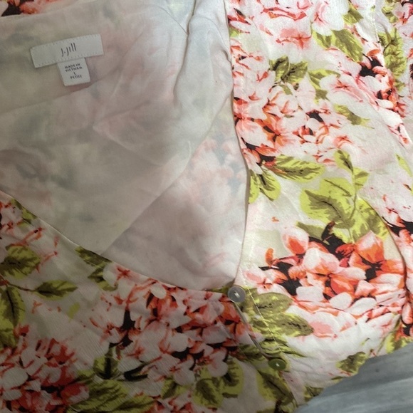 J. Jill Floral Wrap Dress - Pink and Green Size Large - Picture 5 of 10